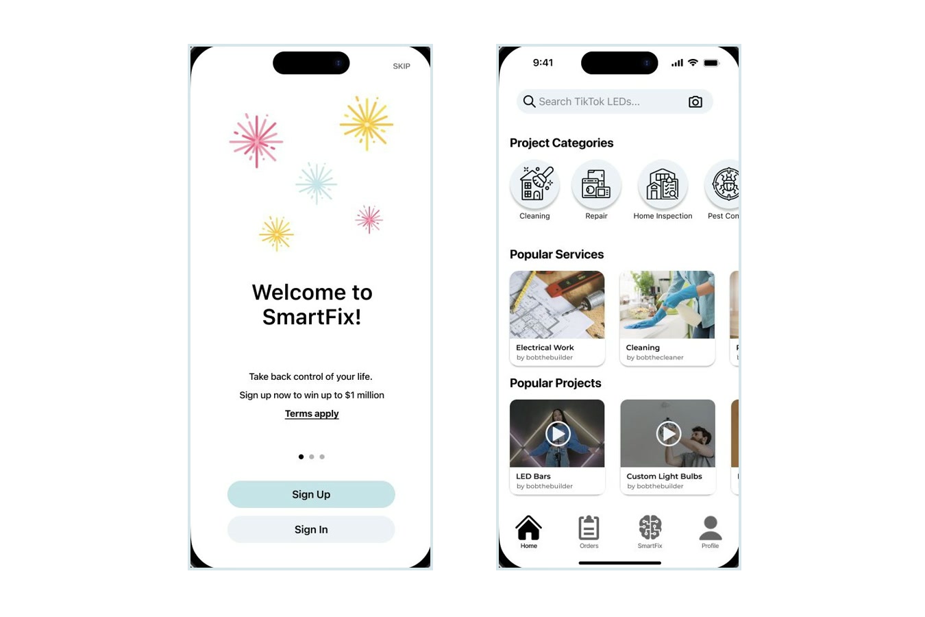 Computer Vision App welcome and service-discovery screens